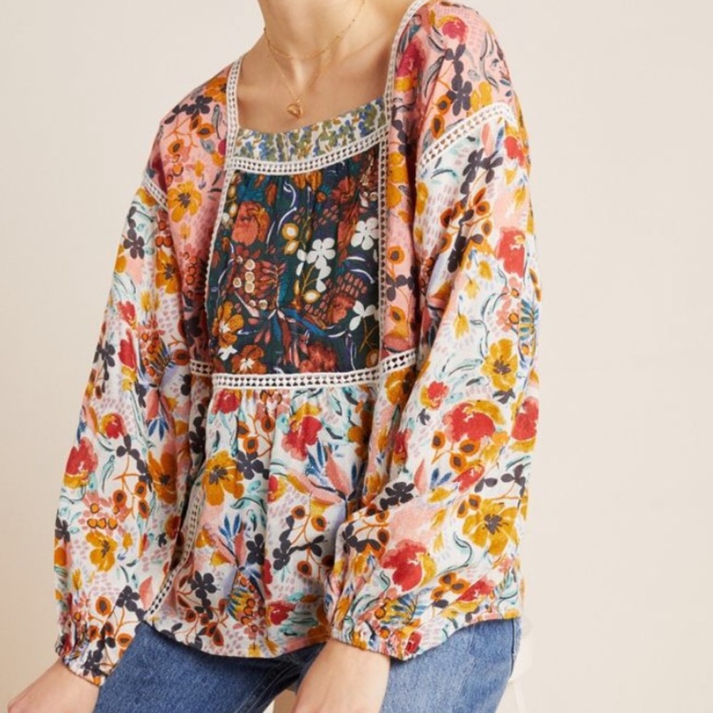 Anthropologie Nikki Peasant Blouse by Maeve